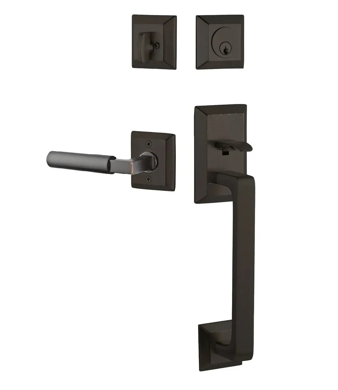 Emtek Transitional Heritage Sectional Handleset with Hercules Lever in Oil Rubbed Bronze finish