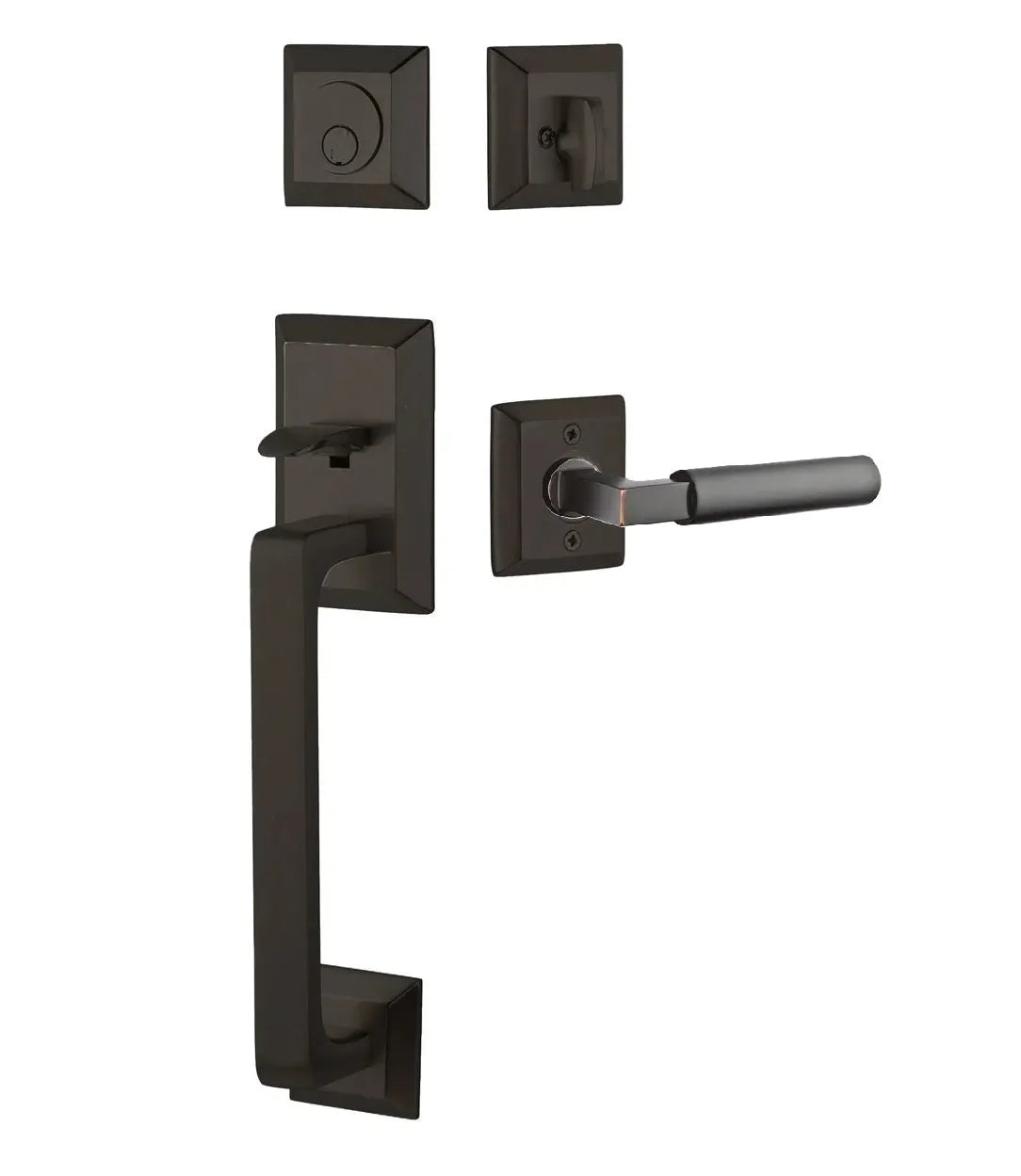 Emtek Transitional Heritage Sectional Handleset with Hercules Lever in Oil Rubbed Bronze finish