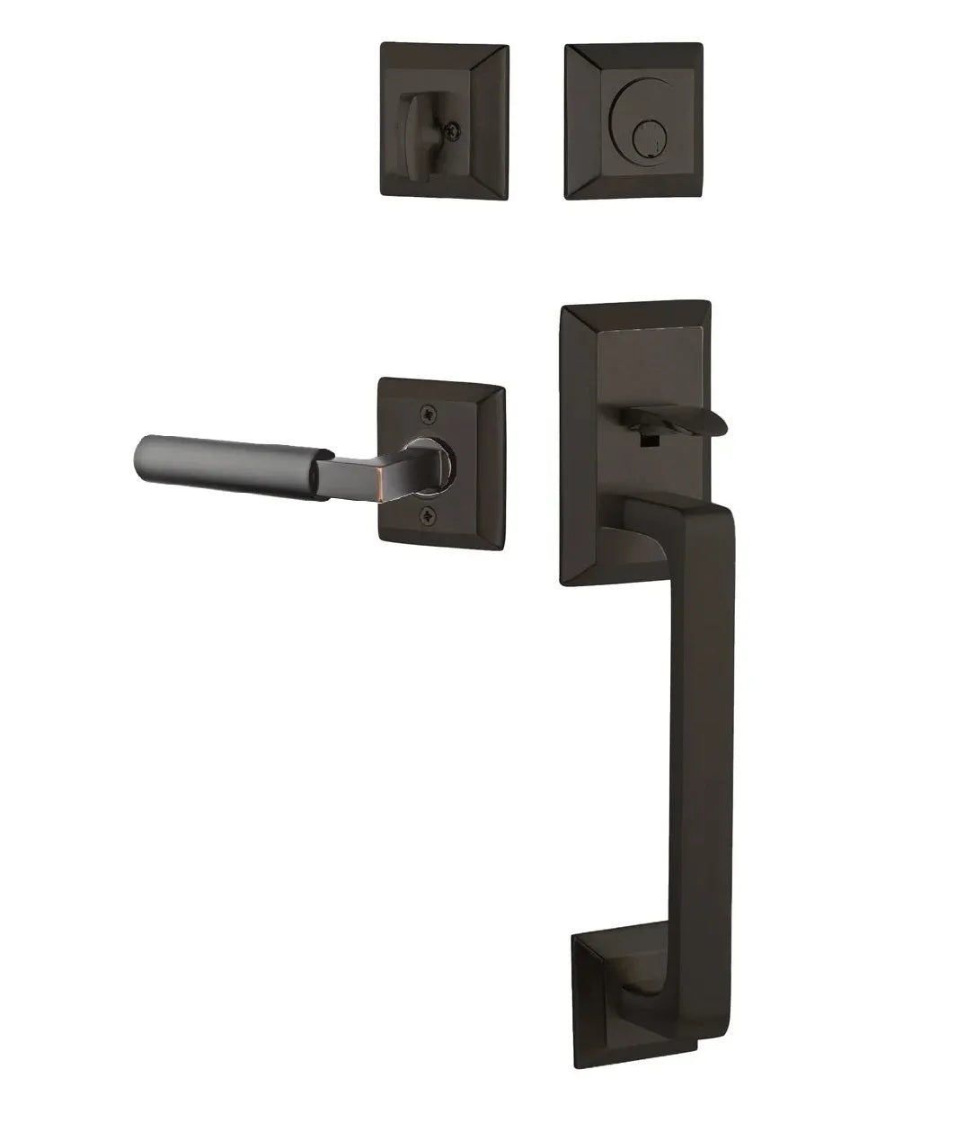 Emtek Transitional Heritage Sectional Handleset with Hercules Lever in Oil Rubbed Bronze finish