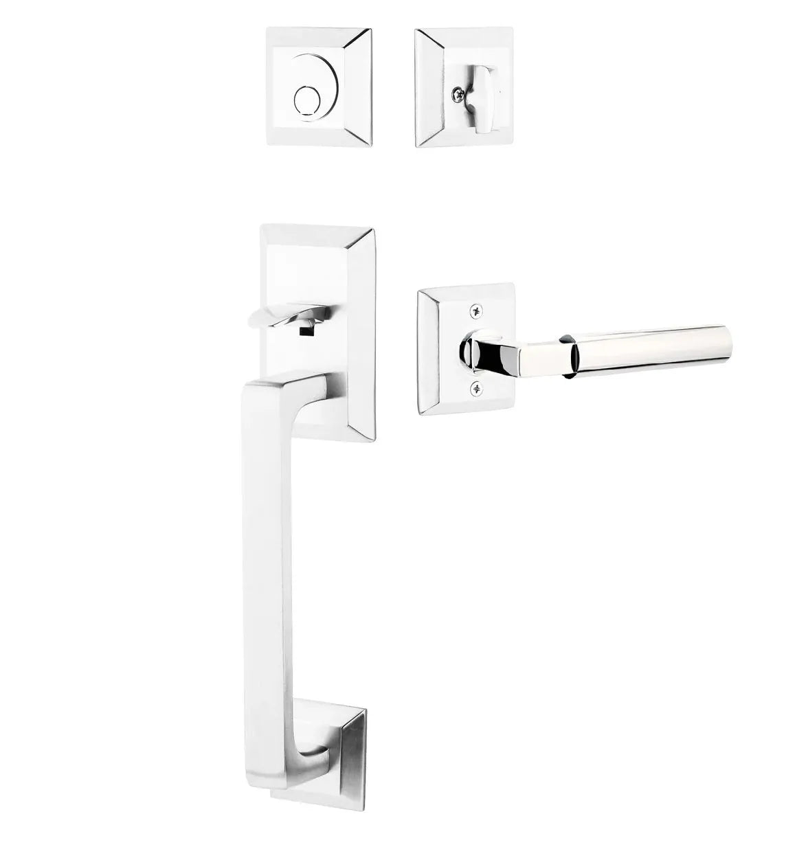 Emtek Transitional Heritage Sectional Handleset with Hercules Lever in Polished Chrome finish
