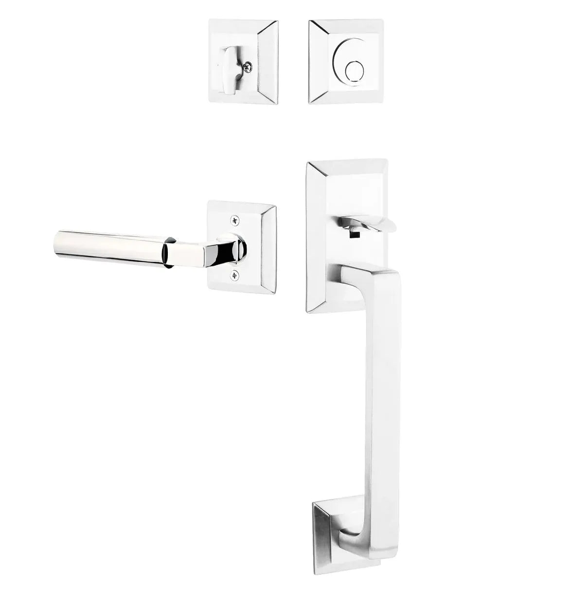 Emtek Transitional Heritage Sectional Handleset with Hercules Lever in Polished Chrome finish
