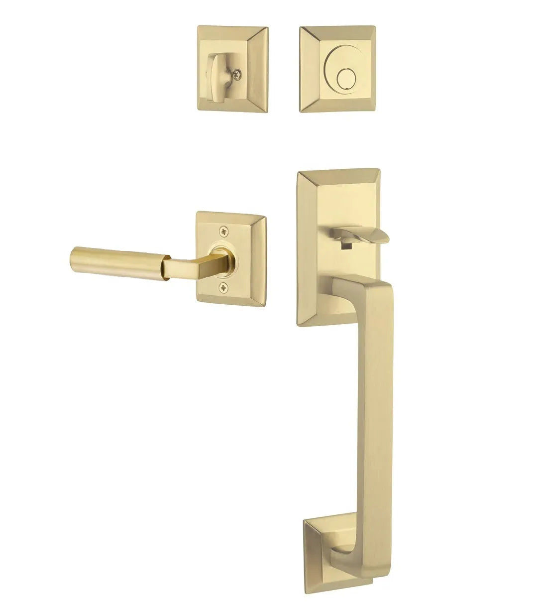 Emtek Transitional Heritage Sectional Handleset with Hercules Lever in Satin Brass finish