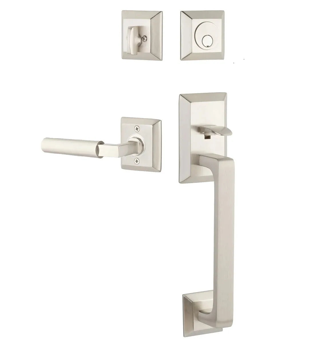 Emtek Transitional Heritage Sectional Handleset with Hercules Lever in Satin Nickel finish