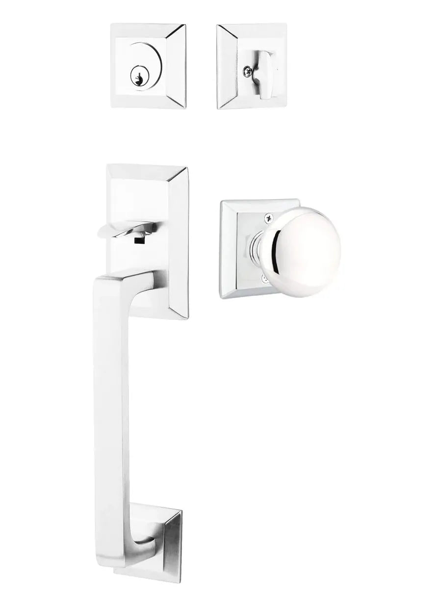 Emtek Transitional Heritage Sectional Handleset with Providence Knob in Polished Chrome finish