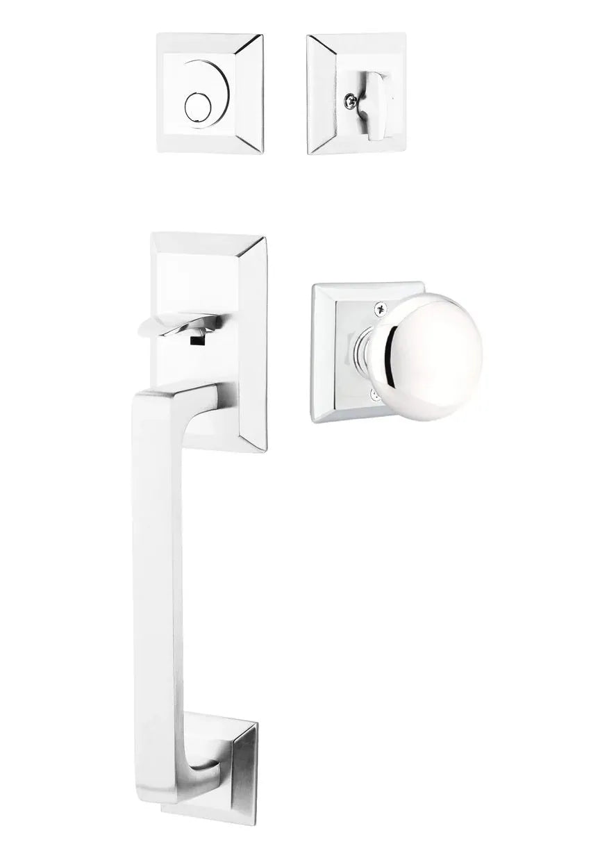 Emtek Transitional Heritage Sectional Handleset with Providence Knob in Polished Chrome finish