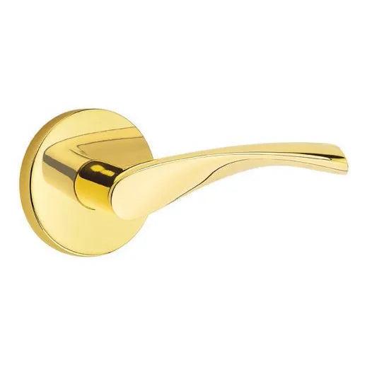 Emtek Triton Lever With Disk Rosette Unlacquered Brass