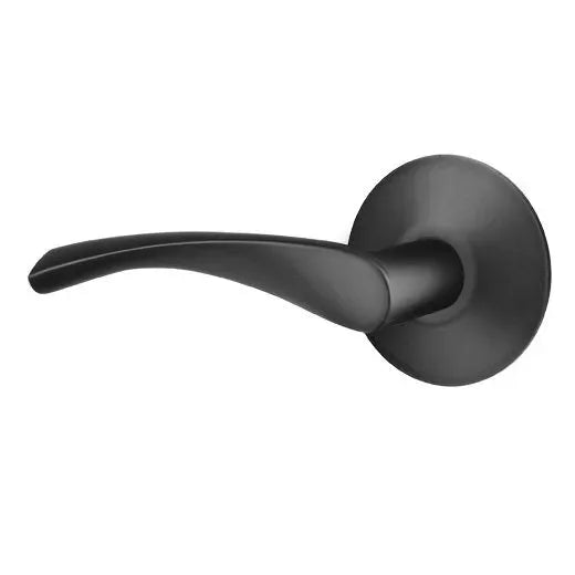 The Emtek Triton Lever With Modern Rosette in Flat Black finish.