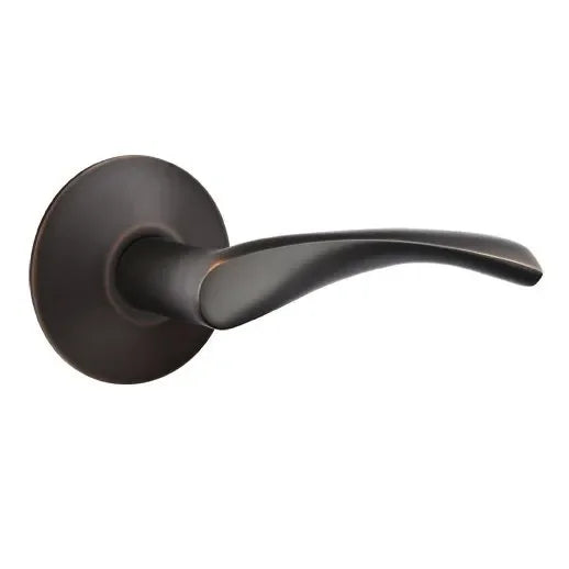 The Emtek Triton Lever With Modern Rosette in Oil Rubbed Bronze finish.