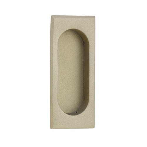 The Emtek 4" Rectangular Flush Pull in Tumbled White Bronze finish