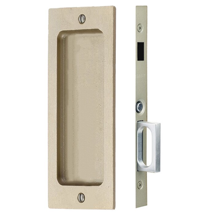 Emtek Dummy Rustic Modern Rectangular Pocket Door Mortise Lock in Tumbled White Bronze finish