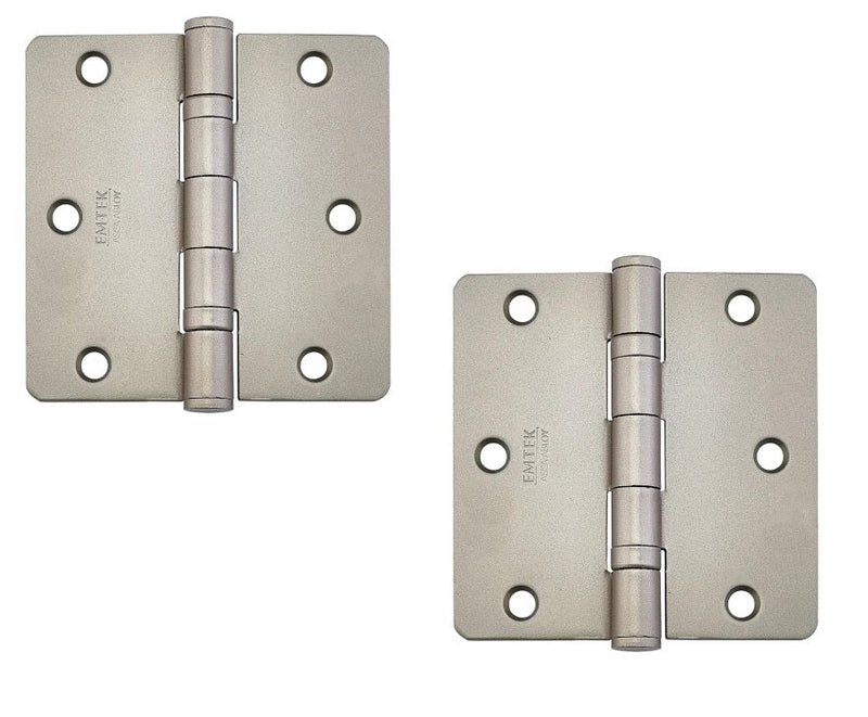 Emtek Heavy Duty Steel Ball Bearing Hinge, 3.5" x 3.5" with 1/4" Radius Corners in Tumbled White Bronze finish