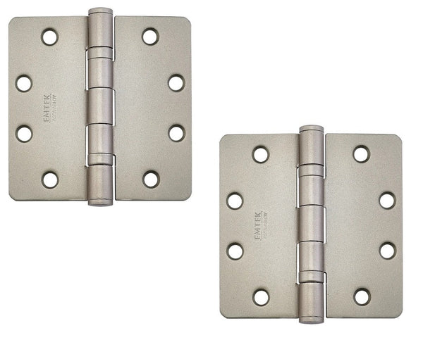 Emtek Heavy Duty Steel Plain Bearing Hinge, 4" x 4" with 1/4" Radius Corners in Tumbled White Bronze finish