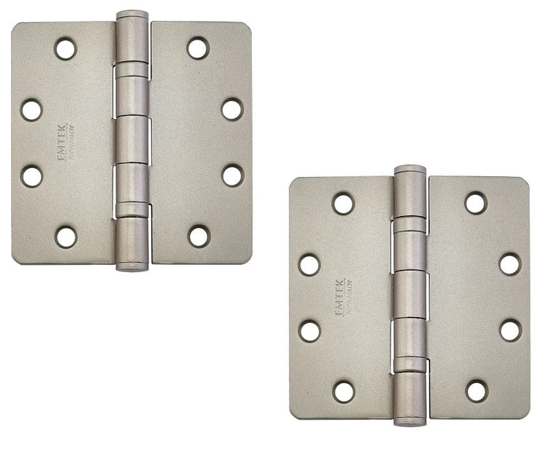 Emtek Heavy Duty Steel Plain Bearing Hinge, 4" x 4" with 1/4" Radius Corners in Tumbled White Bronze finish