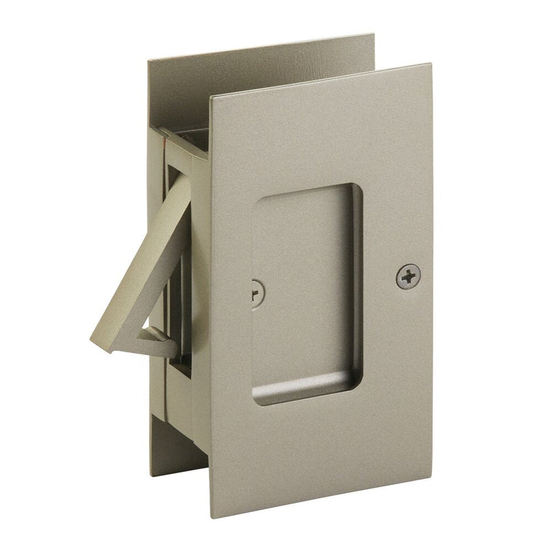 Emtek Passage Modern Rectangular Pocket Door Lock in Tumbled White Bronze finish