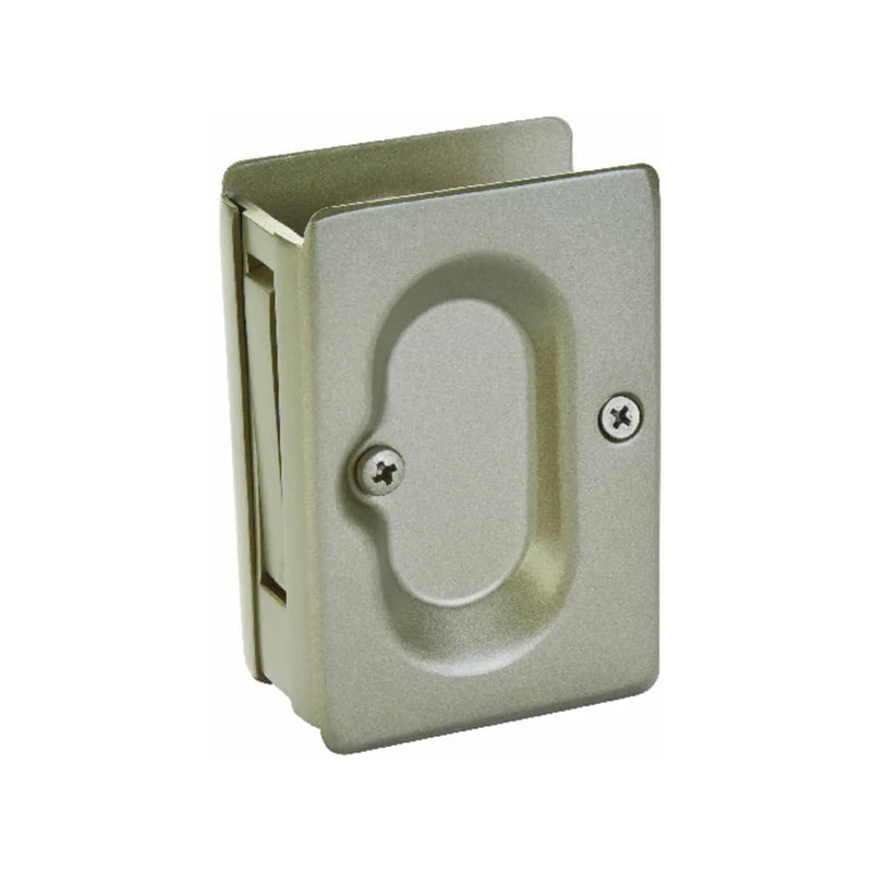 The Emtek Passage Standard Pocket Door Lock in Tumbled White Bronze finish