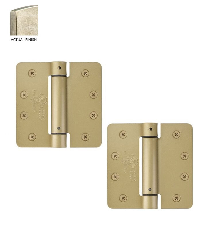 Emtek Plated Steel UL Listed Spring Hinge, 4" x 4" with 1/4" Radius Corners in Tumbled White Bronze finish