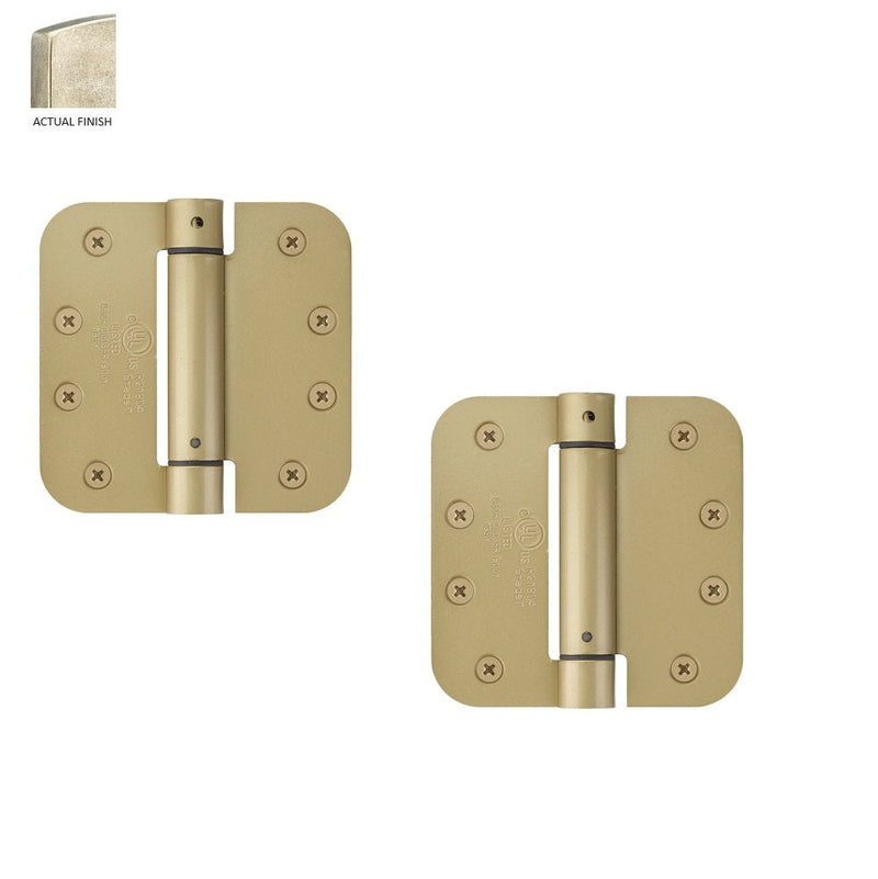 Emtek Plated Steel UL Listed Spring Hinge, 4" x 4" with 5/8" Radius Corners in Tumbled White Bronze finish