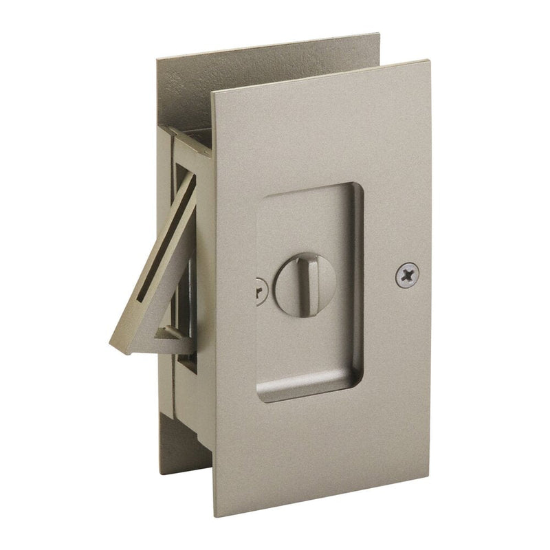 Emtek Privacy Modern Rectangular Pocket Door Lock in Tumbled White Bronze finish