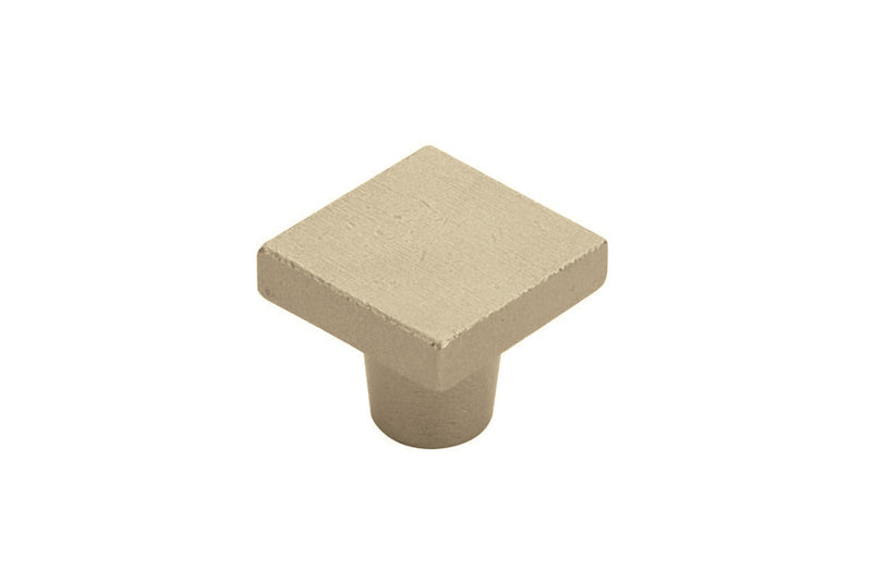 The Emtek Rustic Modern Square Cabinet Knob, 1 1/4" in Tumbled White Bronze finish