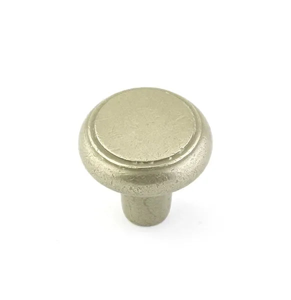 The Emtek Sandcast Bronze Barn Cabinet Knob, 1 1/4" in Tumbled White Bronze finish