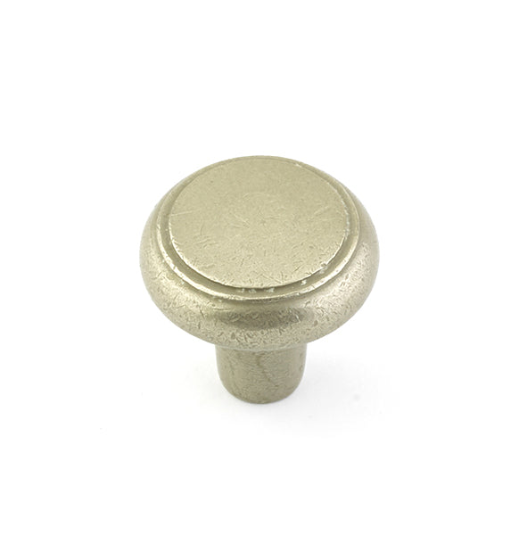 The Emtek Sandcast Bronze Barn Cabinet Knob, 1 1/4" in Tumbled White Bronze finish