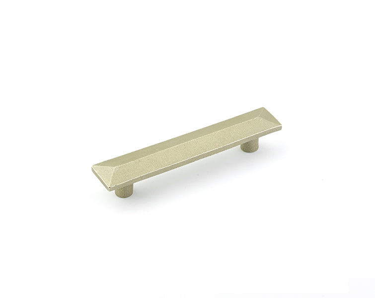 The Emtek Sandcast Bronze Pyramid Cabinet Pull, 6" Center to Center in Tumbled White Bronze finish