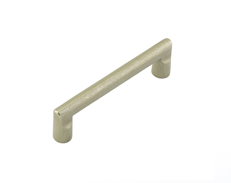 The Emtek Sandcast Bronze Rail Cabinet Pull, 3" Center to Center in Tumbled White Bronze finish