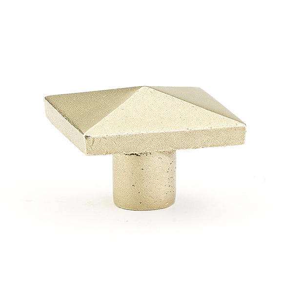 The Emtek Sandcast Bronze Square Knob, 1 5/8" in Tumbled White Bronze finish