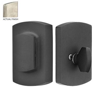 Emtek Single Cylinder Ridgemont Sandcast Bronze Keyed Deadbolt with Flap in Tumbled White Bronze finish