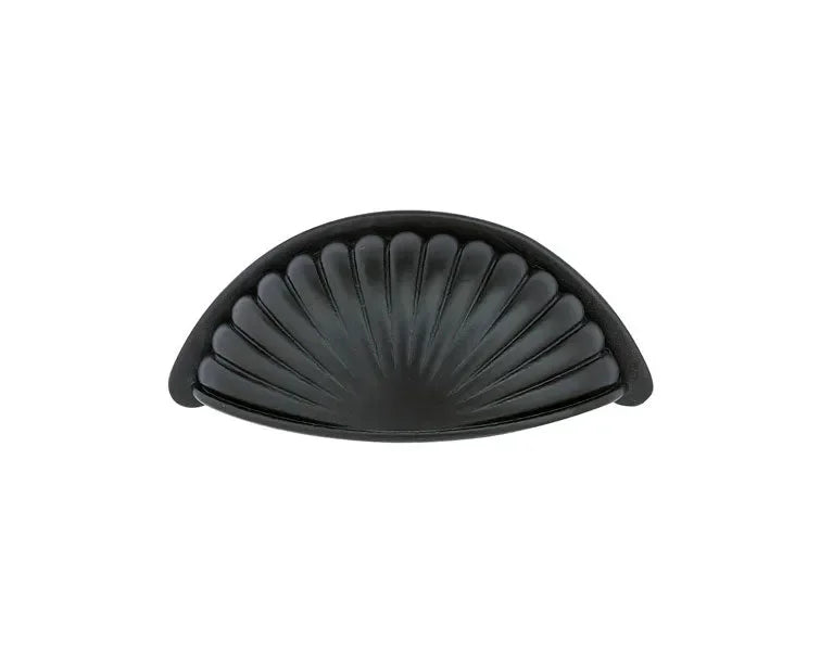 The Emtek Tuscany Bronze Fluted Bin Pull, 3" Center to Center in Flat Black Bronze Patina finish