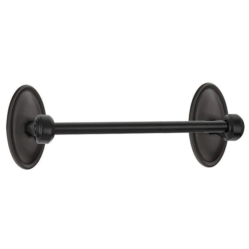 The Emtek Tuscany Bronze Towel Bar With #14 Rosette in Flat Black Bronze Patina finish.