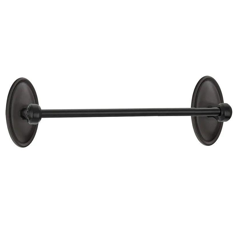 The Emtek Tuscany Bronze Towel Bar With #14 Rosette in Flat Black Bronze Patina finish.