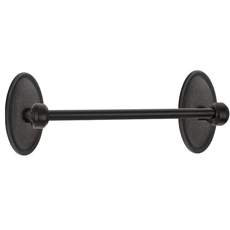 The Emtek Tuscany Bronze Towel Bar With #14 Rosette in Medium Bronze Patina finish.