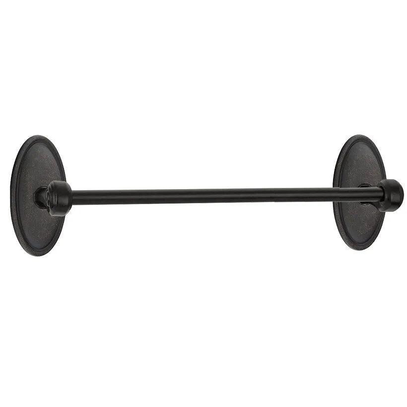 The Emtek Tuscany Bronze Towel Bar With #14 Rosette in Medium Bronze Patina finish.