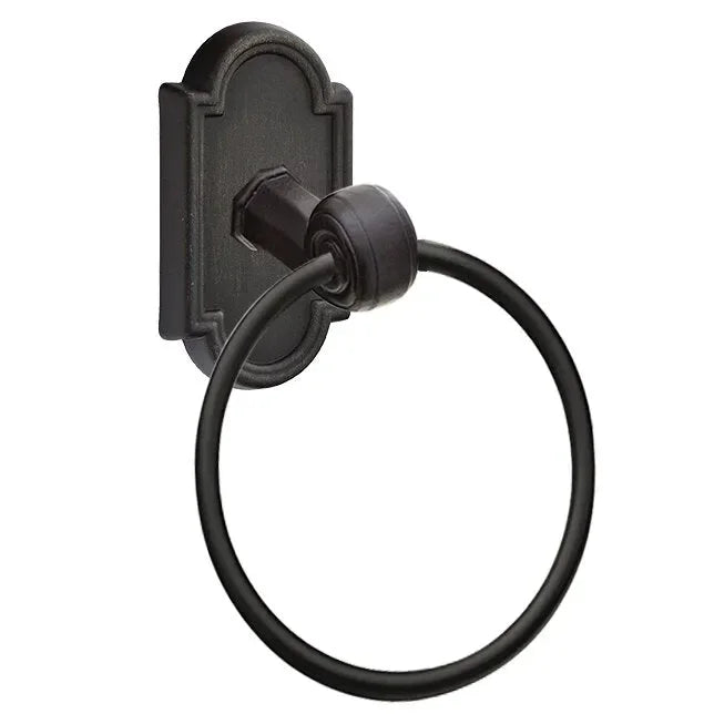 The Emtek Tuscany Bronze Towel Ring With #11 Rosette in Medium Bronze finish.