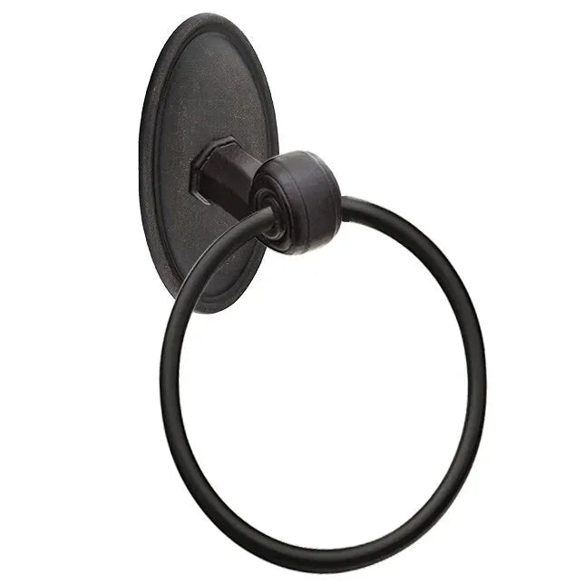 The Emtek Tuscany Bronze Towel Ring With #14 Rosette in Medium Bronze finish.