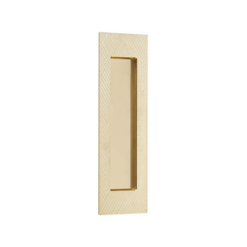 Emtek 7" Modern Rectangular Knurled Flush Pull with Plain Pocket in Unlacquered Brass finish