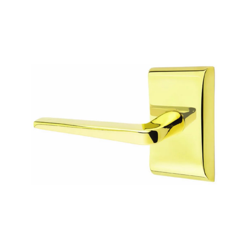 Emtek Athena Lever With Neos Rosette in Unlacquered Brass finish