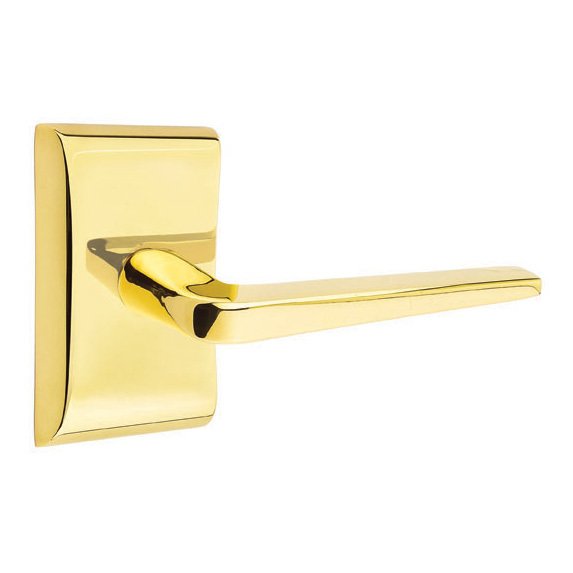 Emtek Athena Lever With Neos Rosette in Unlacquered Brass finish