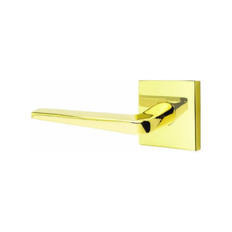 Emtek Athena Lever With Square Rosette in Unlacquered Brass finish