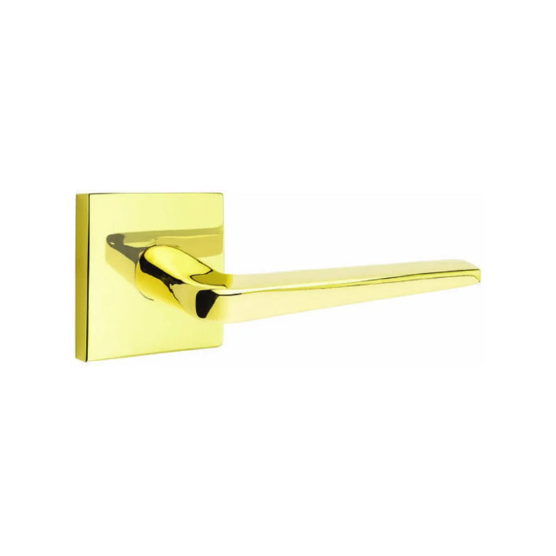 Emtek Athena Lever With Square Rosette in Unlacquered Brass finish