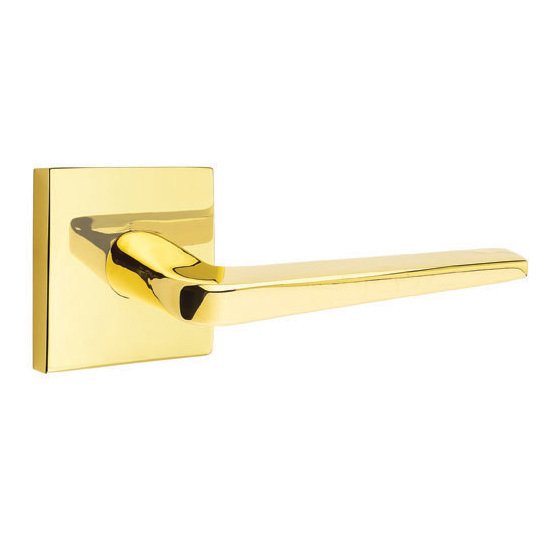 Emtek Athena Lever With Square Rosette in Unlacquered Brass finish