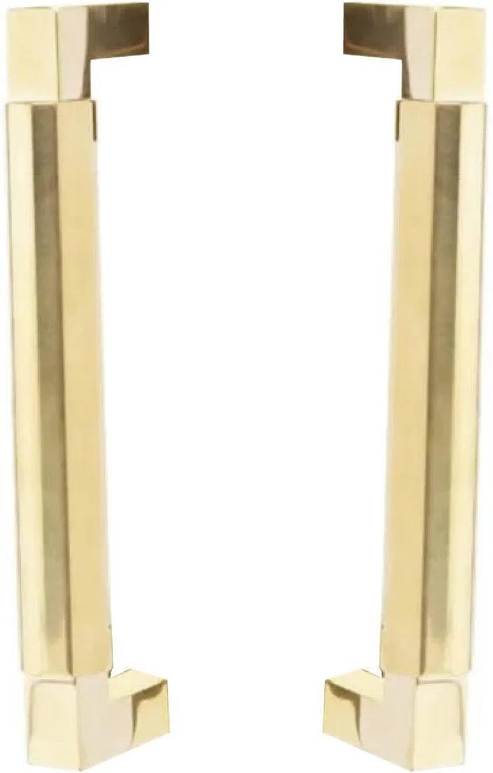 The Emtek Back to Back Hercules Smooth Door Pull, 8" Center to Center in Unlacquered Brass finish