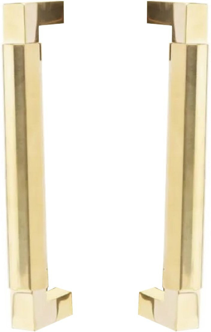 The Emtek Back to Back Hercules Smooth Door Pull, 8" Center to Center in Unlacquered Brass finish