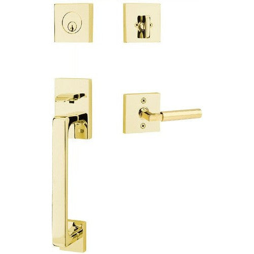 Emtek Baden Entrance Handleset With Hercules Lever in Unlacquered Brass finish