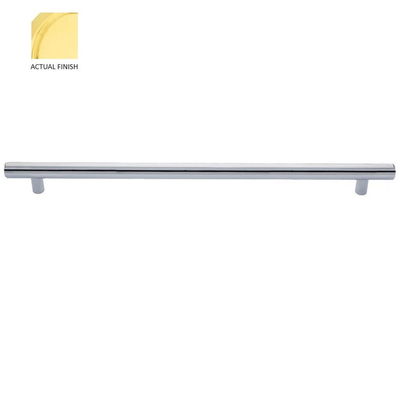 The Emtek Bar Appliance Pull, 18" Center to Center in Unlacquered Brass finish