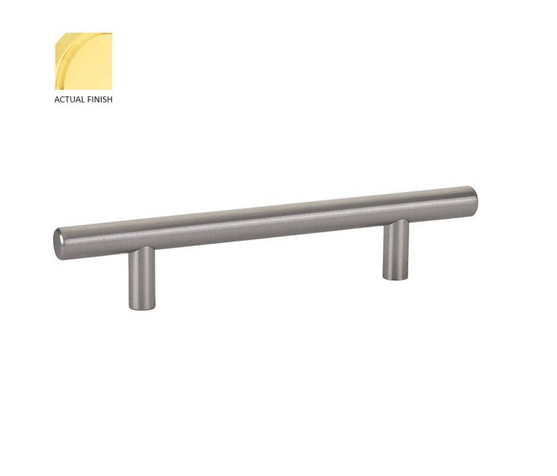 Emtek Bar Cabinet Pull, 5" Center to Center in Unlacquered Brass finish