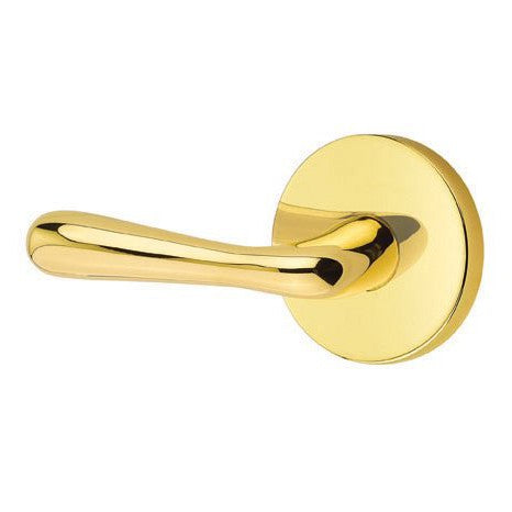 Emtek Basel Lever With Disk Rosette in Unlacquered Brass finish