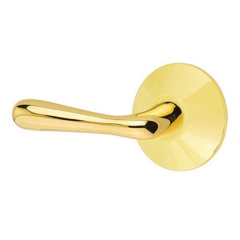 Emtek Basel Lever With Modern Rosette in Unlacquered Brass finish