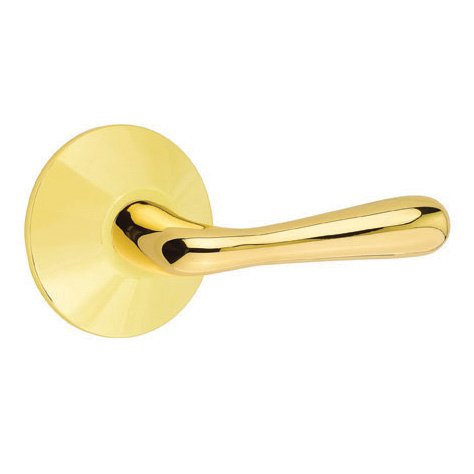 Emtek Basel Lever With Modern Rosette in Unlacquered Brass finish